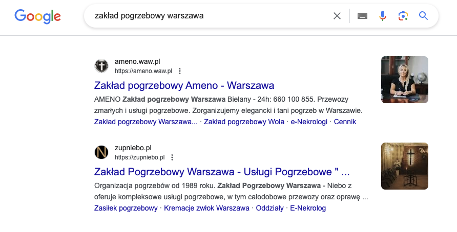 pozycjonowanie stron zakład pogrzebowy