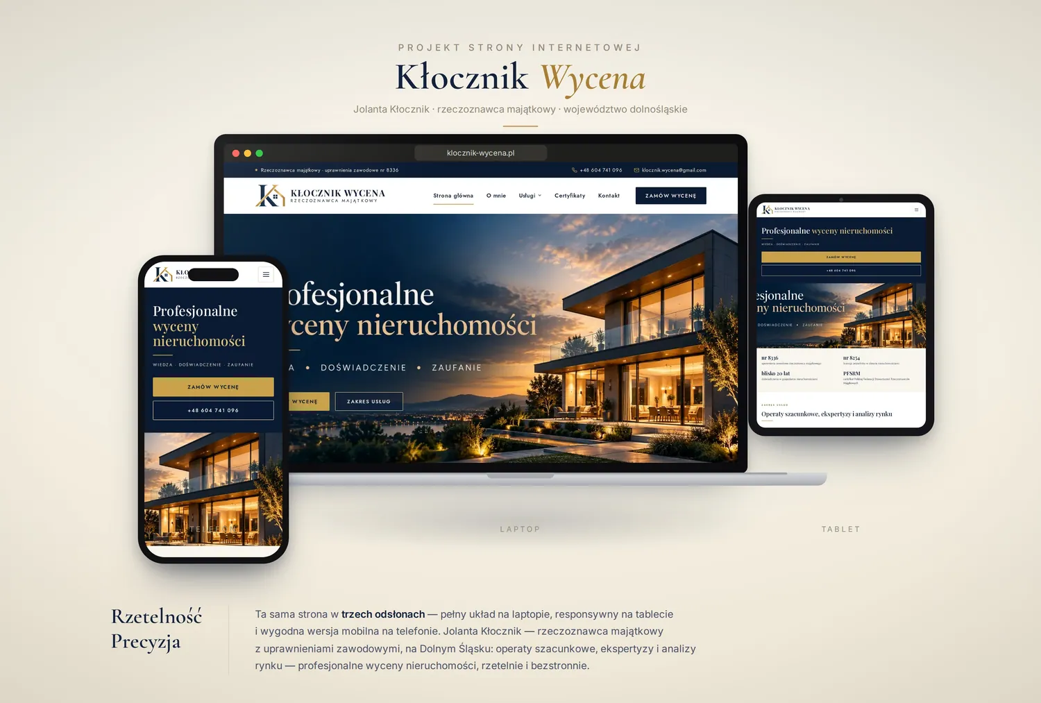 Projekt strony — Kłocznik Wycena