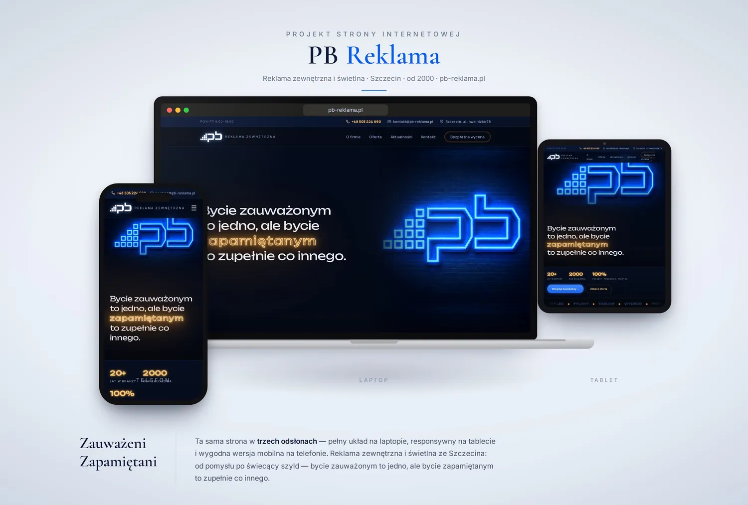 Projekt strony — PB Reklama
